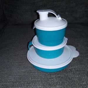 New Tupperware Baby Stages Feeding 3pc Set Teal